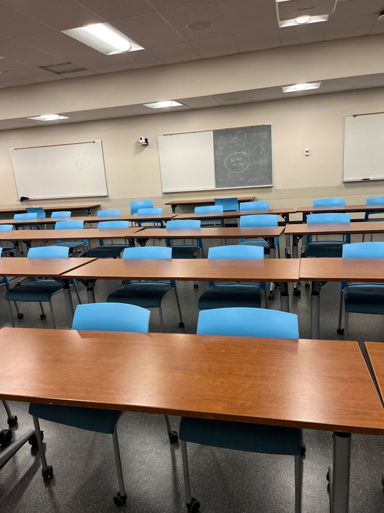 Classroom with empty chairs