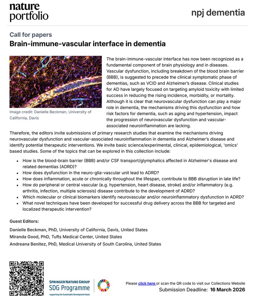 Call for papers: Brain-immune-vascular interface in dementia