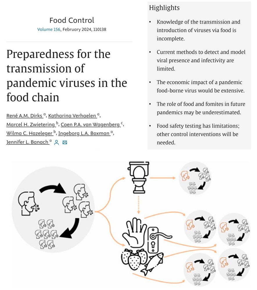 The picture shows an image of a manuscript pointing how airborne and foodborne transmission combined can accelerate viral spreading to more people. Plus, we have limited technologies exist to detect viral presence in food. 