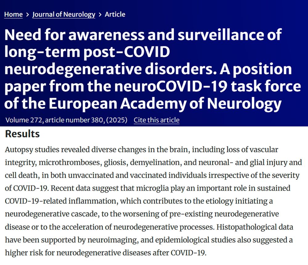 Need for awareness and surveillance of long-term post-COVID neurodegenerative disorders. A position paper from the neuroCOVID‐19 task force of the European Academy of Neurology