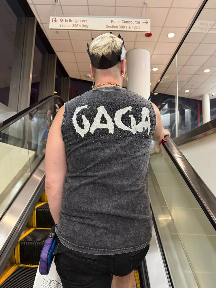 The back of Paul’s bejeweled Gaga shirt 
