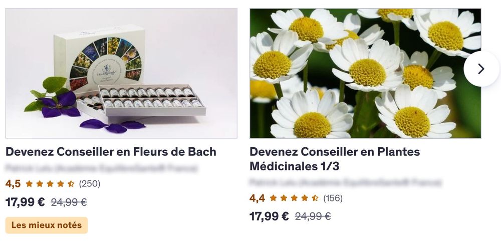 Formation en ligne : 
Devenez conseiller en fleurs de Bach pour 17,99euros.
Devenez conseiller en plantes médicinales pour 17,99euros.
