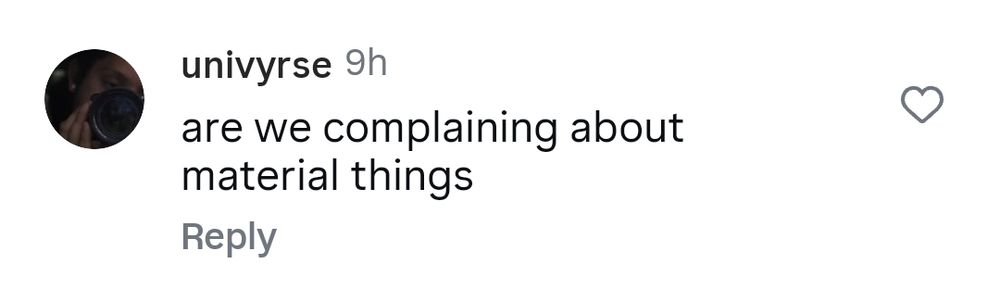 A comment which reads, 