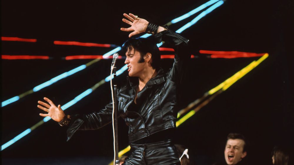 Elvis on stage at his '68 Comeback Special.