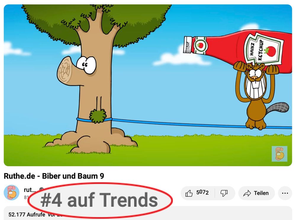 Ein Screenshot der Youtube-Trends-Platzierung: #4