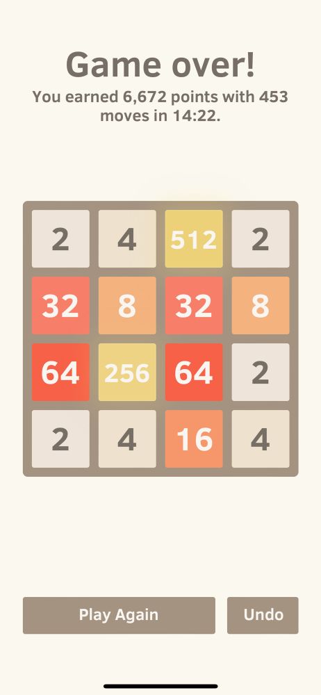 screenshot from game ‘2048’