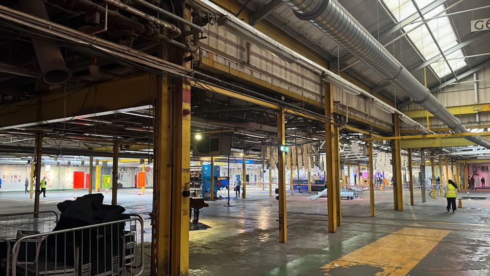 Inside of a disused paper factory that has now been repurposed as an arts festival venue