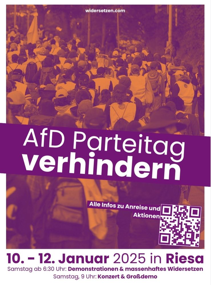 Demo in Riesa gegen den AFD Partei Tag am 10. bis 12. Januar 2025