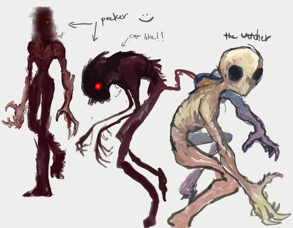 the peeker and watcher from “a normal creepypasta retrospective”