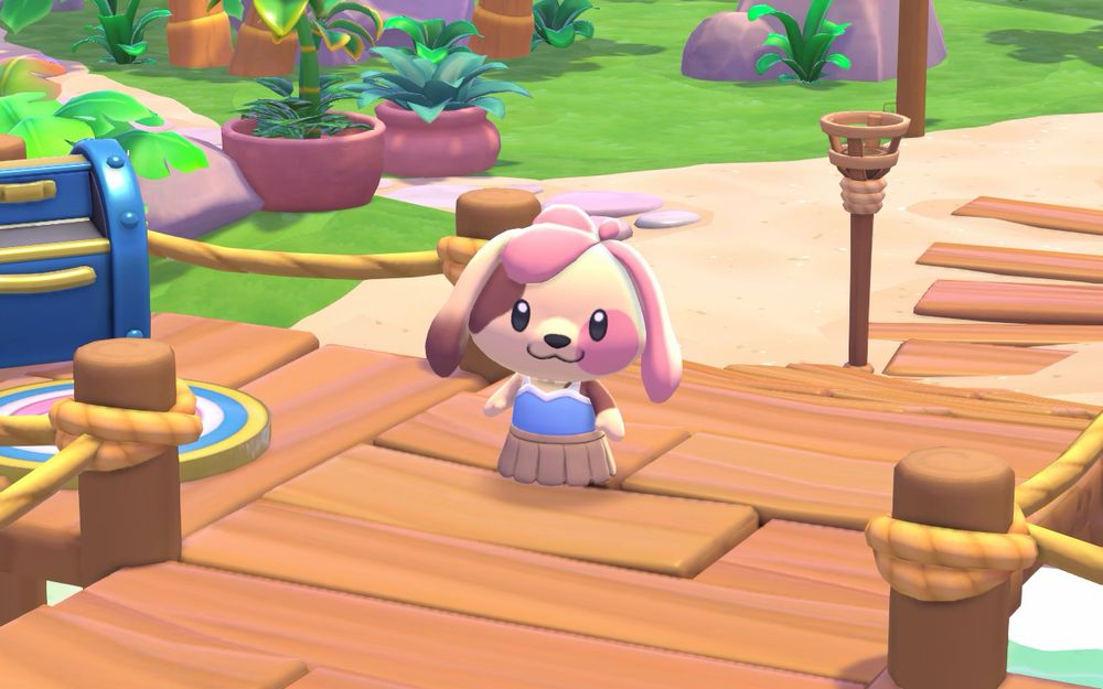 Hello kitty island adventure taken from the steam deck pink and brown and cream puppy 