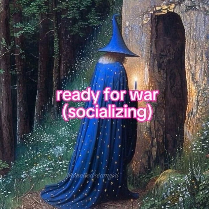 Wizard meme pink font ready for war (socialising) 