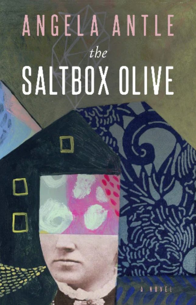 Book cover for The Saltbox Olive by Angela Antle ‬ (Breakwater Books‬), with a collage of a house forming a woman's hair. When Caroline Fisher studied art in Florence in the mid-1990s, trying unsuccessfully to finagle a way to live there for the rest of her days, she was unaware of her family’s history in Italy—how her grandfather had travelled the same streets and railway lines she did, or how her great-uncle Arch... lay buried in an unmarked grave somewhere in those mountains. And how could she, when her grandfather burned his brother’s letters after returning home from the war? When an olive tree arrives at Caroline’s front door, family secrets begin to unravel, sending her back to Italy to find answers. https://breakwaterbooks.com/products/the-saltbox-olive