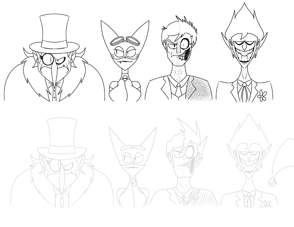 Batman rogues redraw WIP

top: new

bottom: old