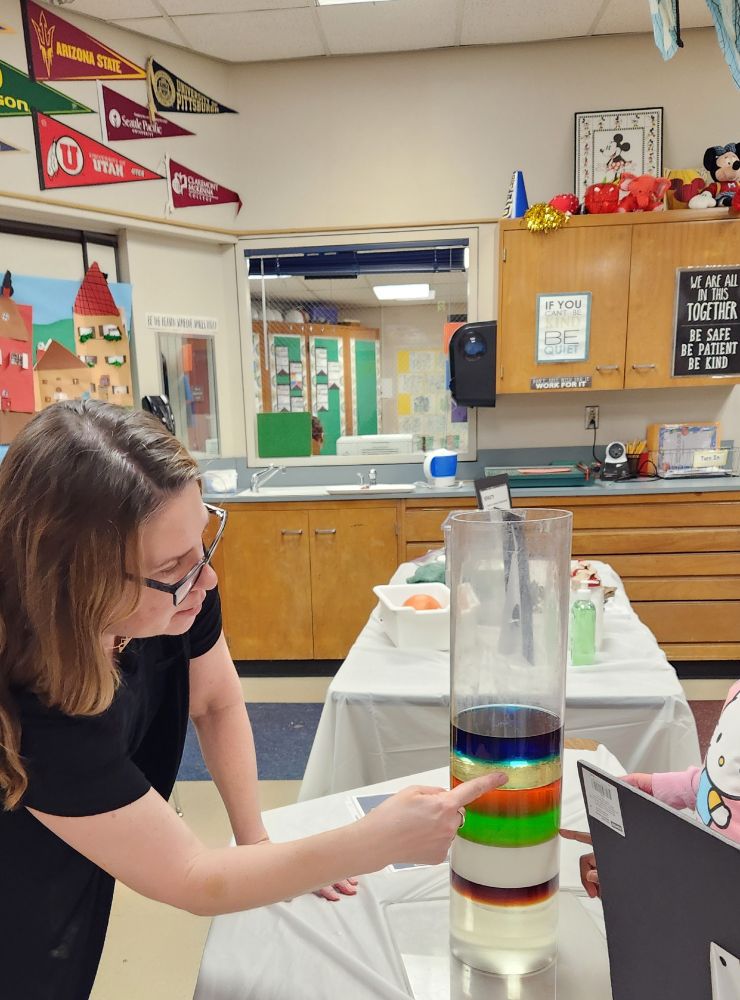 Kathleen Dohan explaining how a density tower works.