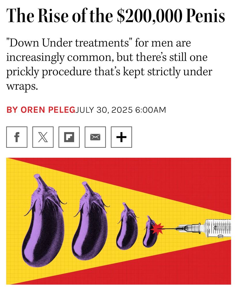 The Rise of the $200,000 Penis
"Down Under treatments" for men are increasingly common, but there's still one prickly procedure that's kept strictly under wraps.
BY OREN PELEGJULY 30, 2025 