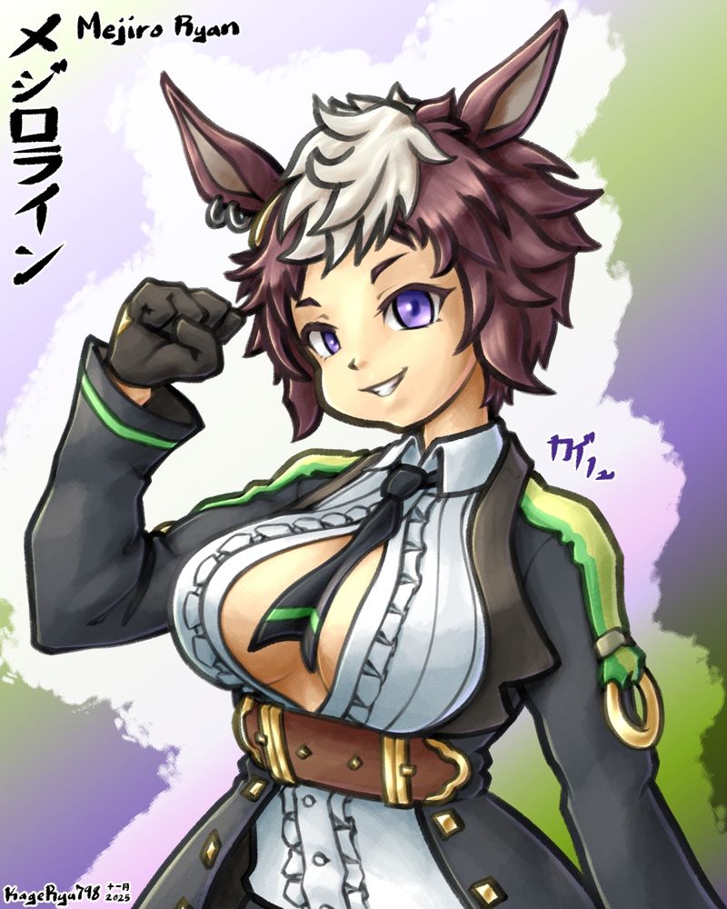 Colored bust of Mejiro Ryan wearing Fuji Kiseki's clothes. Both characters are from Umamusume: Pretty Derby.

Microsoft Windows often disappoints me, but this window always lifts my spirits.

Text:
メジロライアン
Mejiro Ryan
KageRyu798 十一月 2025