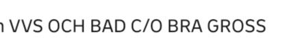 Screenshot of a swedish company name, all in capital letters. "Vvs och bad c/o bra gross"