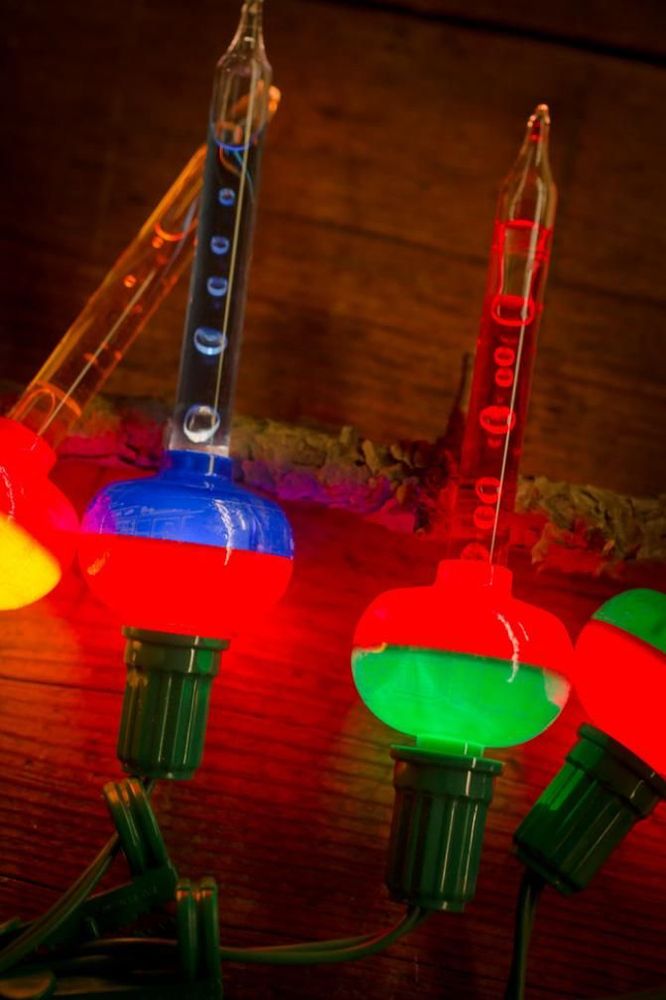 Lava lamp Christmas lights in blue and red 