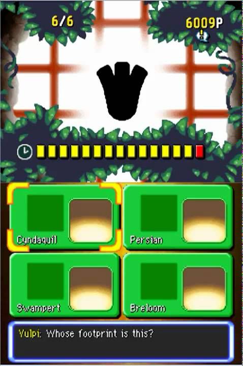 Screenshot of Pokémon mystery dungeon where the player has to guess the owner of the feet above them. This game was weird yeah. 