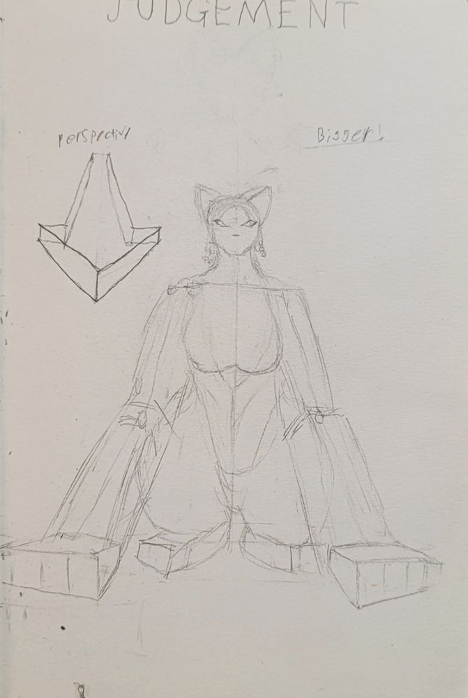 A sketch of the sphinx, seated instead of standing.