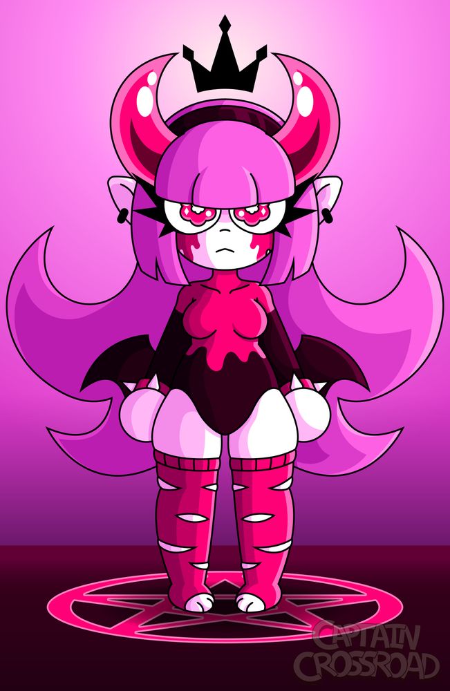 ChocoVania in her "Ura Choco" outfit standing tall upon a pentagram.