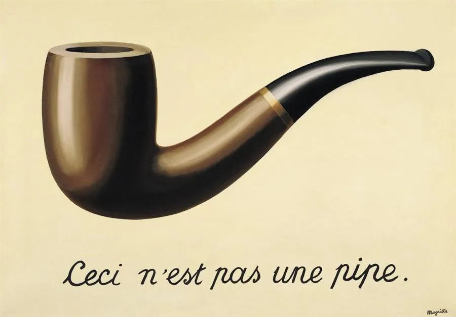 Magritte's image of a pipe that's not a pipe.