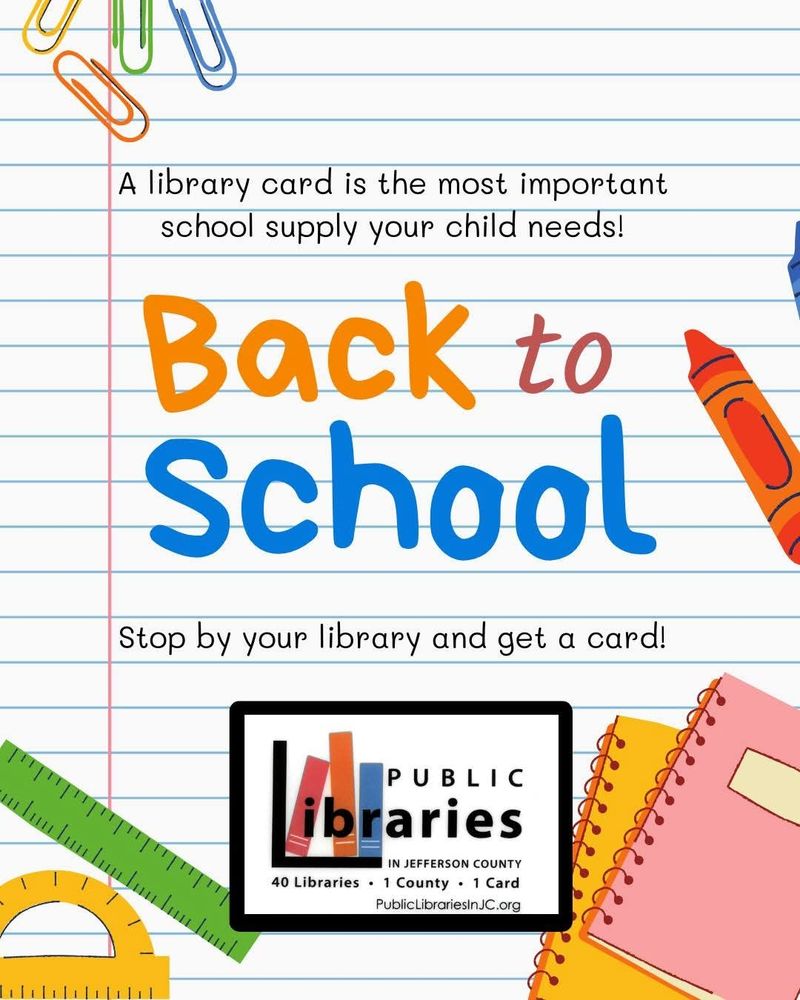 A library card is the most important school supply your child needs! Stop by your library and get a card