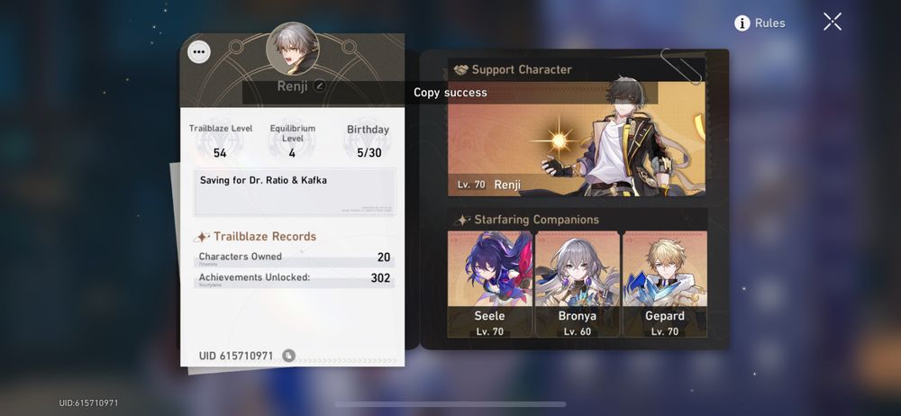 Profile for Honkai Star Rail

Friend code: 615710971