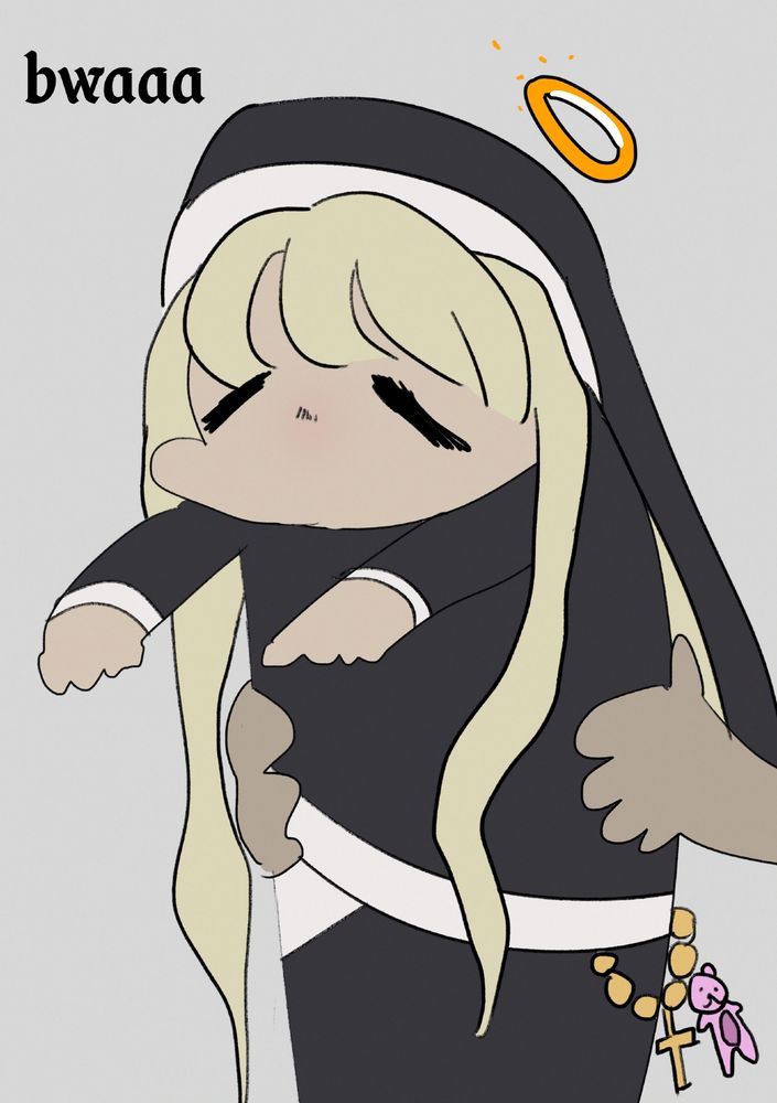 the bwaaaa bocchi meme featuring Faith, a character dressed as a nun from the role-playing game CAIN.