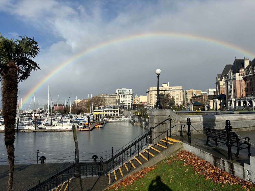 A rainbow over the city of Victoria