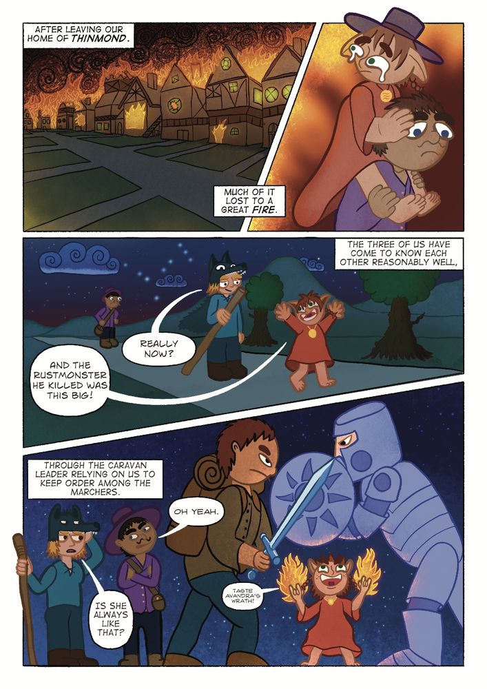 Anne and Rinaldo flee their burning city and talk amongst themselves on the road to stoneroot.