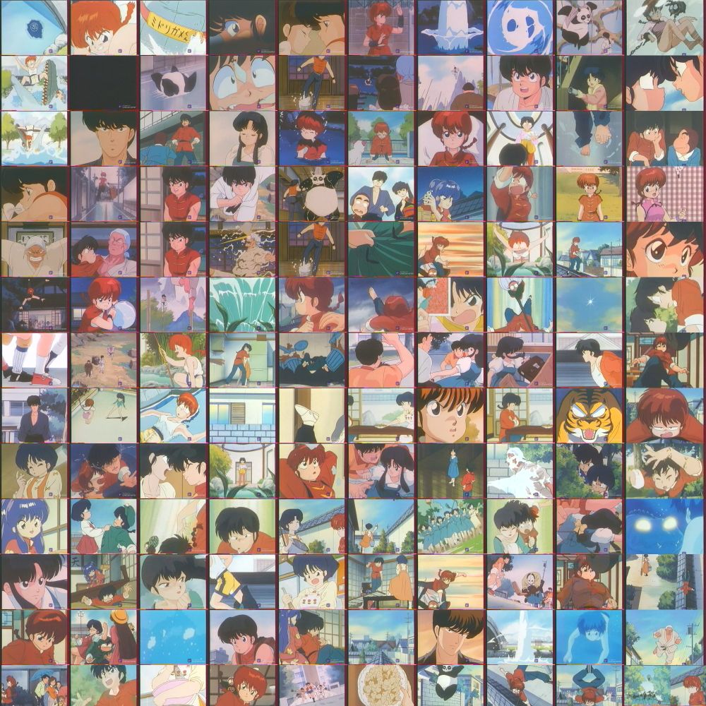 A bunch of frames from the old Ranma anime