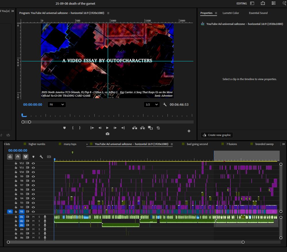 a picture of a completed timeline for in the video editing program adobe premiere pro