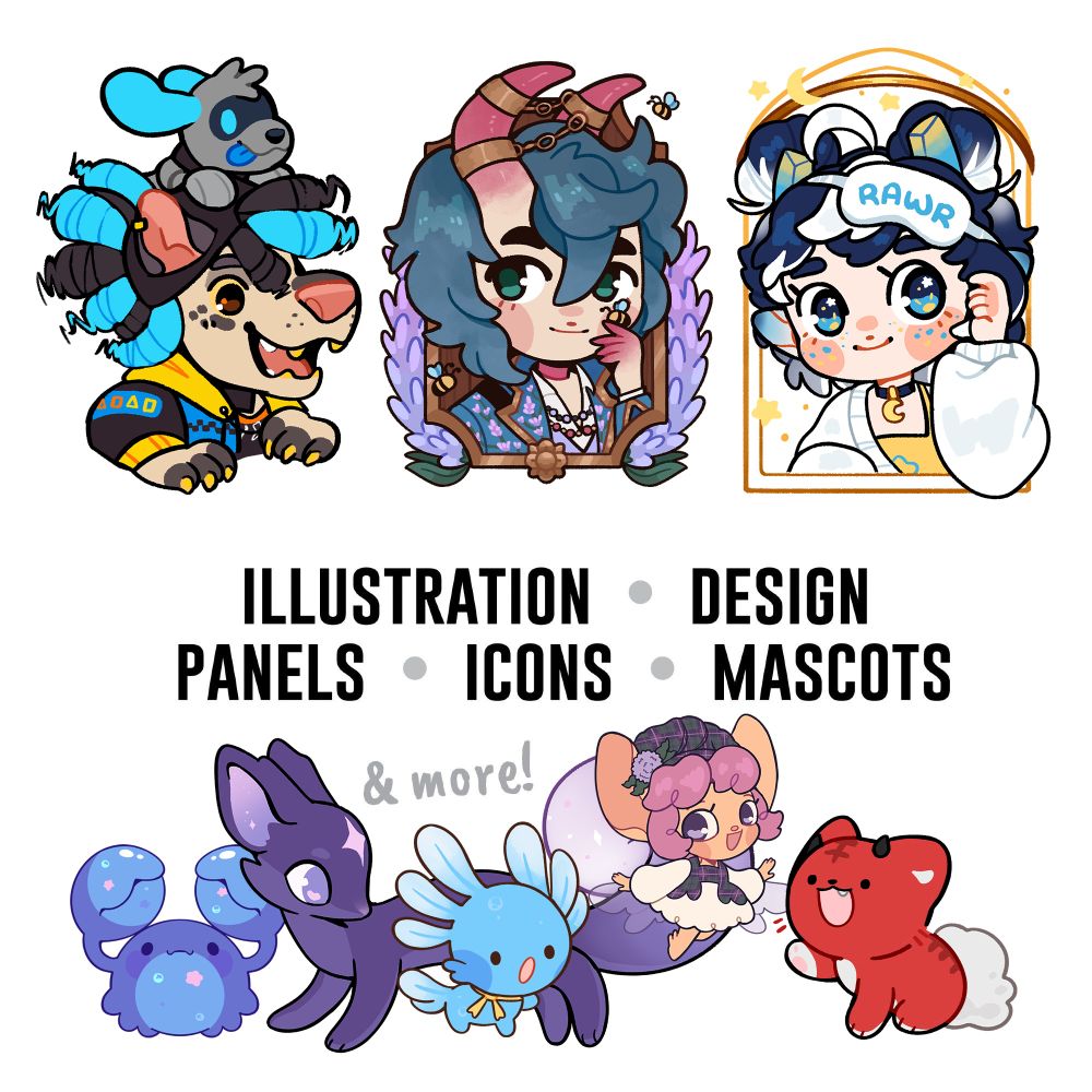 Illustrations, design, panels, icons, mascots, and more!