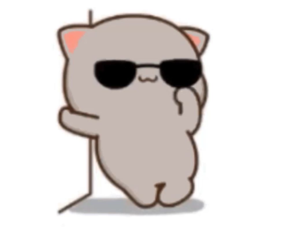 a cartoon cat wearing sunglasses and standing next to a wall .