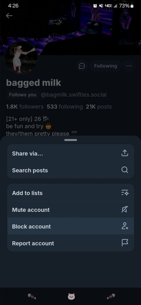 Me blocking bagged milk