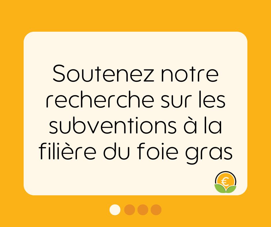 Soutenez notre recherche sur les subventions à la filière du foie gras