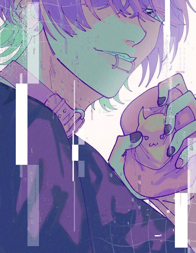 Cupid from Cupid's Chatroom is (sweetly) squeezing a plush resembling MC's chat icon of an evil egg