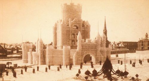 this is one of the first ice castles they build in the late 1800's after some paper dissed st paul as being 'an unlivable frozen tundra'. basically these were built as a "fuck you" to prove we had some kind of life going on in the winter lol