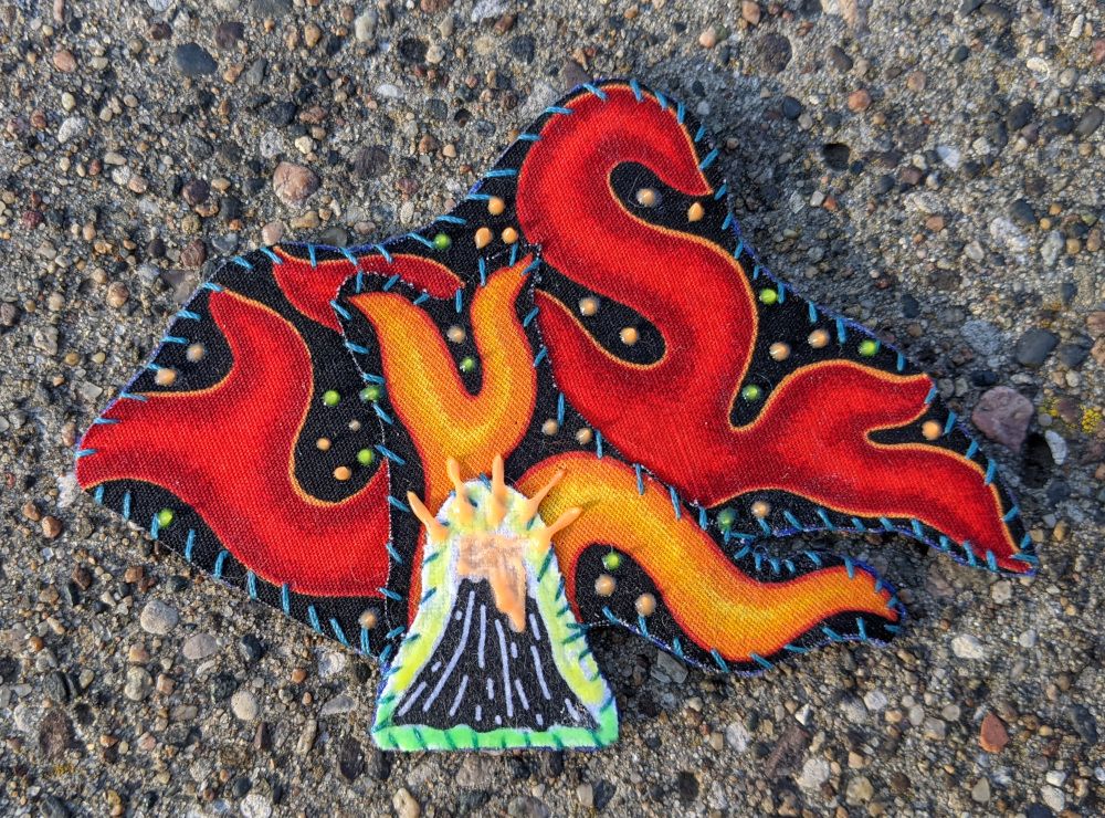 an exploding volcano collage patch!