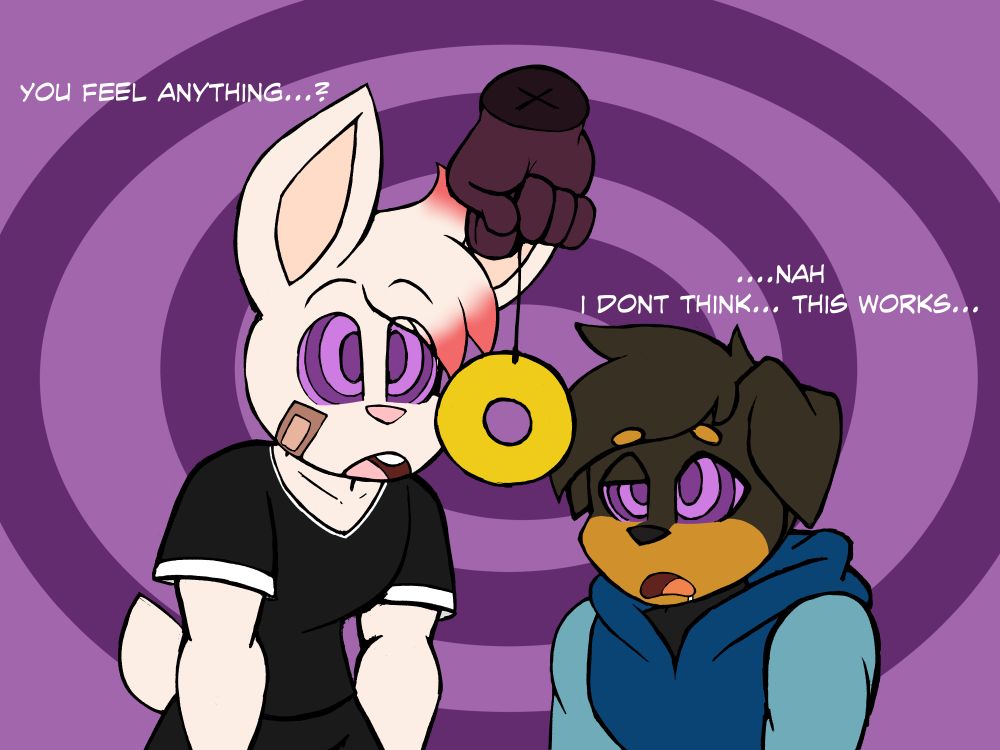 Ace and Ace getting hypnotized. But they dont think it works.