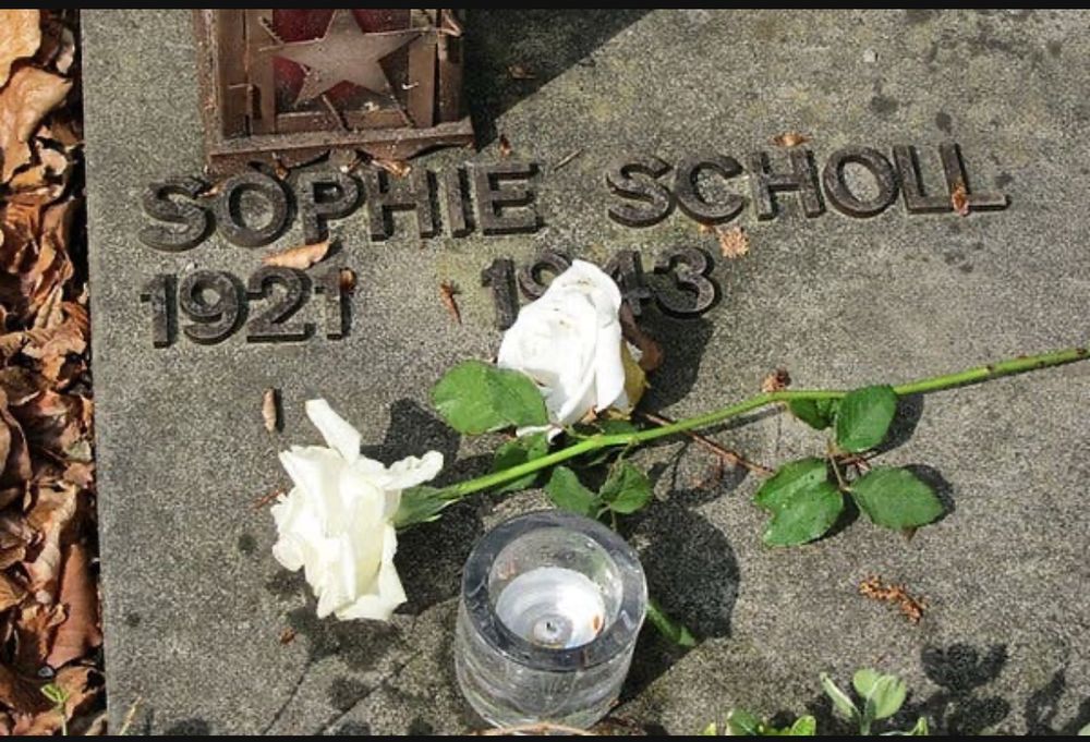 Grave of Sophie Scholl. White Rose Resistance against Nazis. They executed her by guillotine. 