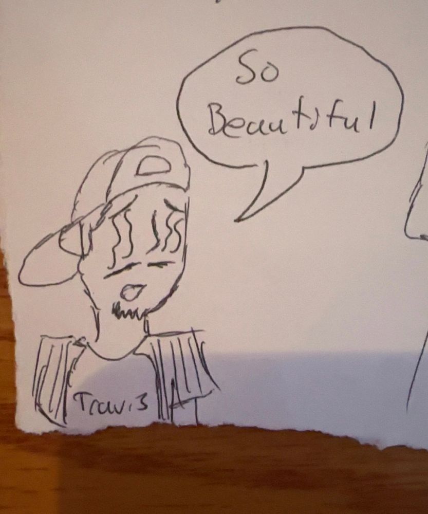 a sketch of me and the bubble quote “so beautiful”