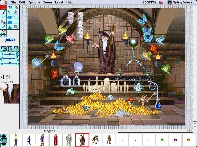 A screenshot of the graphics program Flying Colors, from 1993