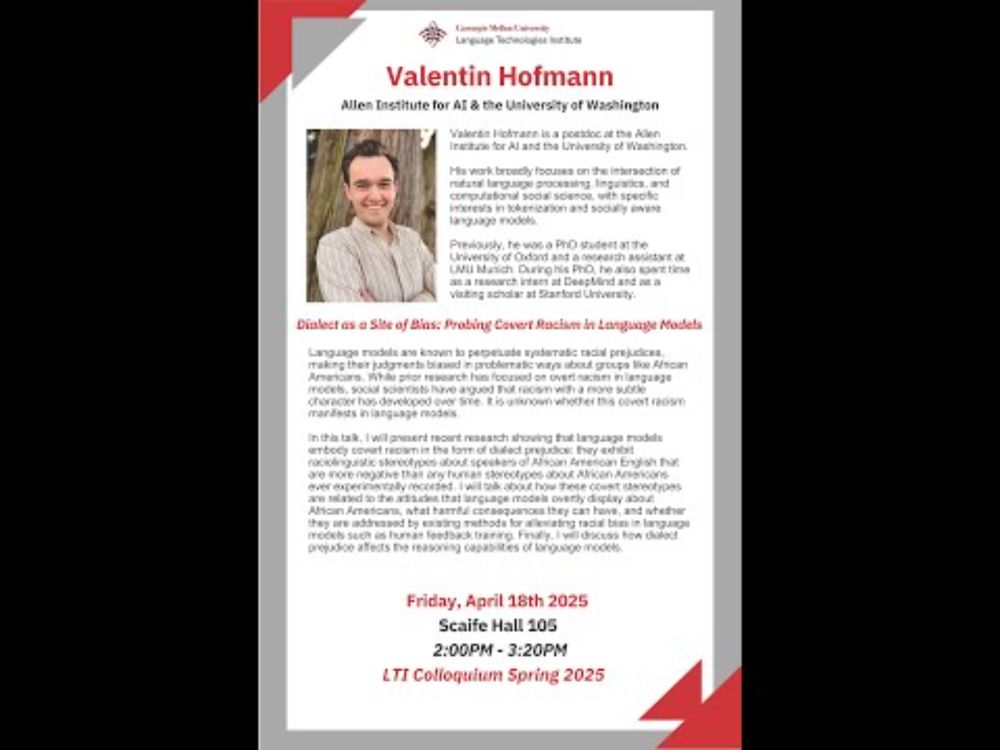 4.18.25 LTI Colloquium  Valentin Hofmann