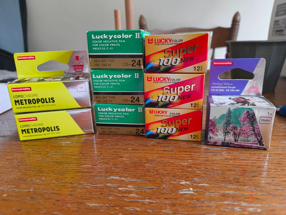Boxes of various camera film. 9 in total