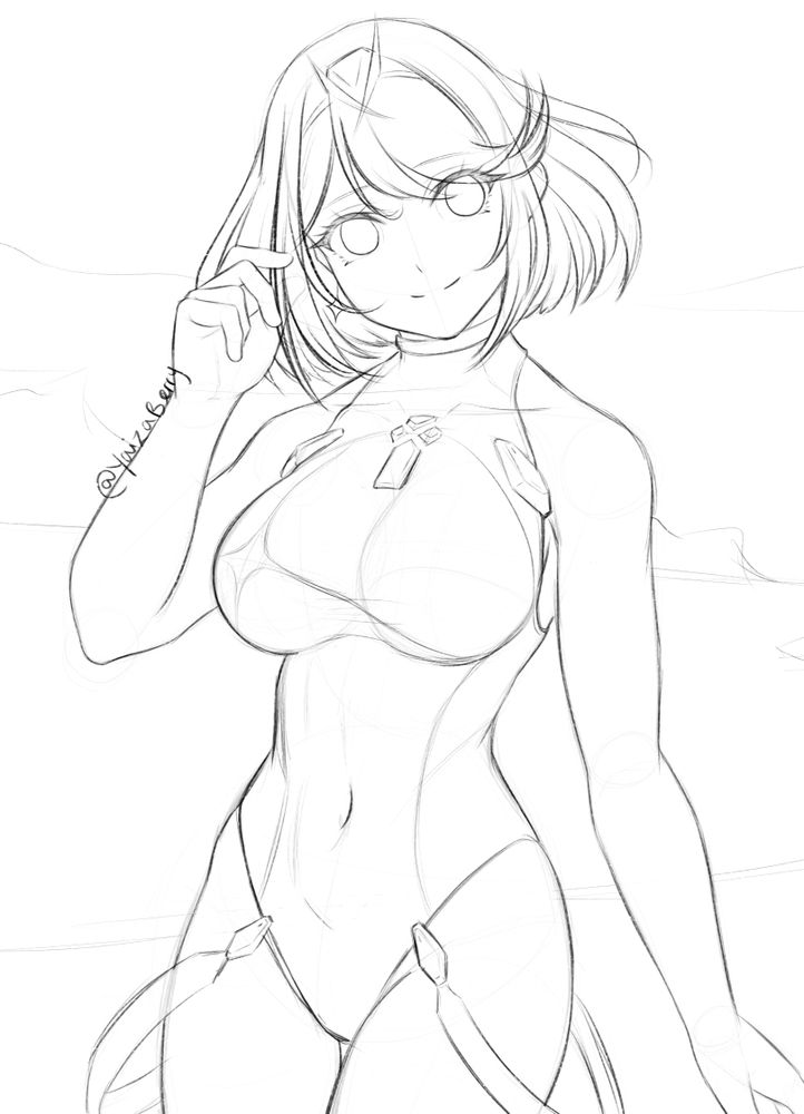 WIP sketch of Pro Swimmer Pyra (XC2)