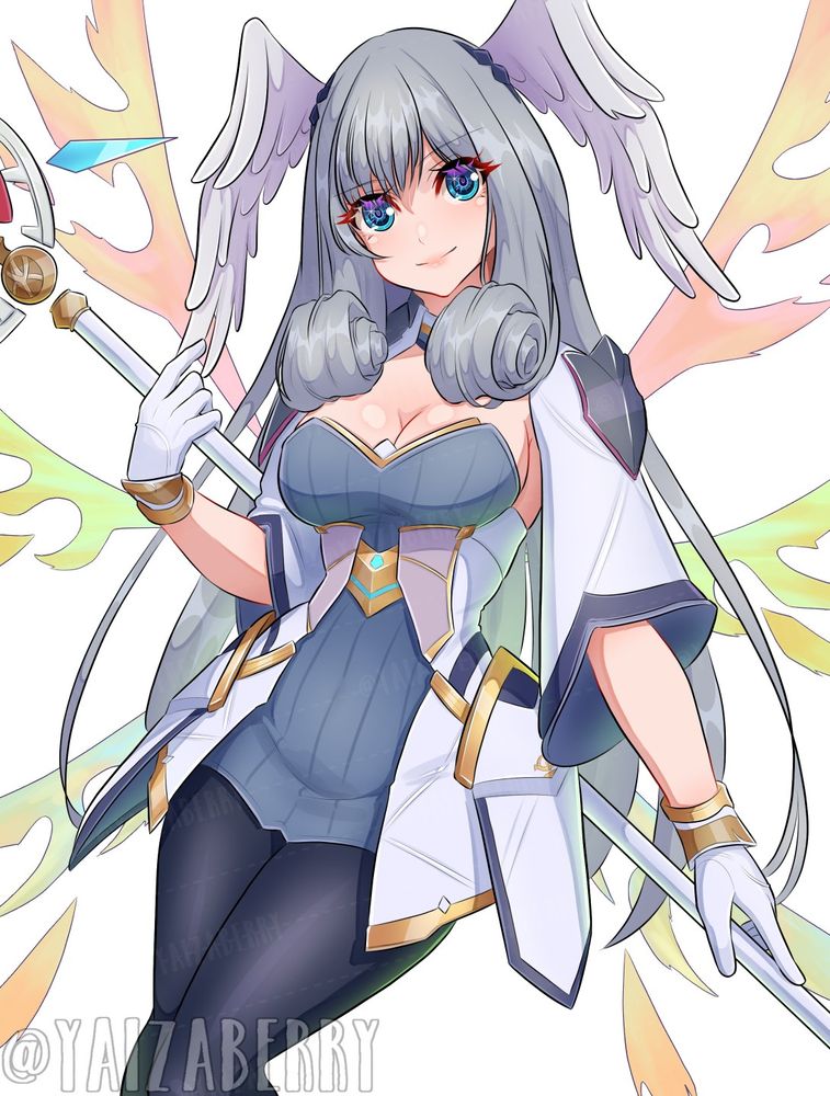 XC3 Melia wearing her Hero outfit, holding her World Ender staff