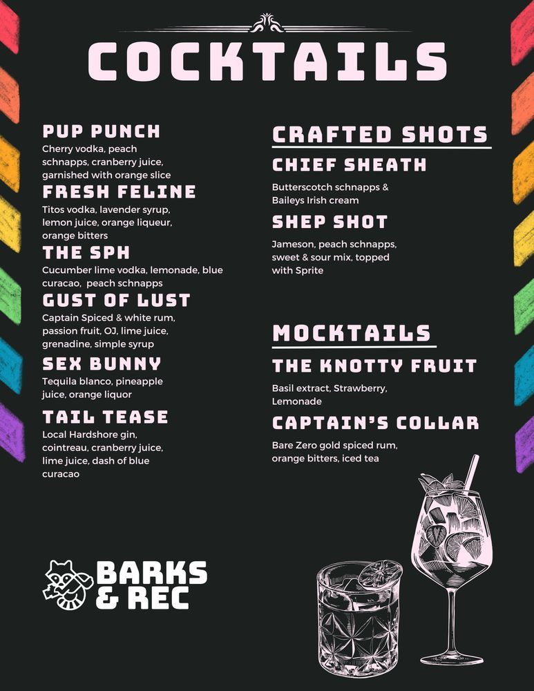 Prowl drink menu for tonight