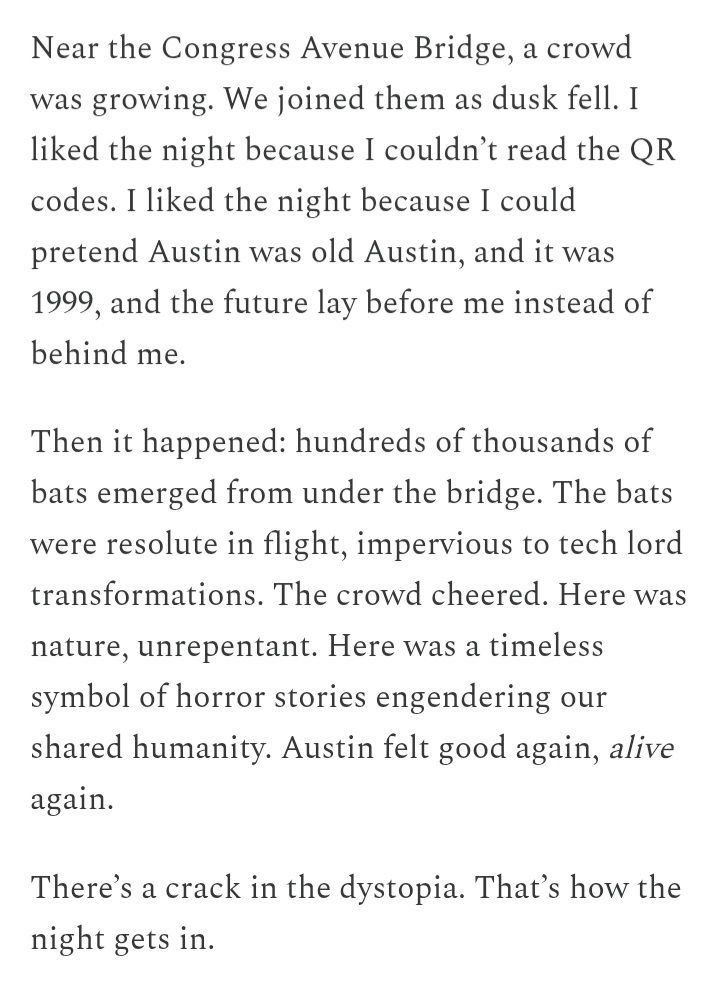 Excerpt of article on Austin, tech dystopia, more: https://sarahkendzior.substack.com/p/my-friend-leatherface